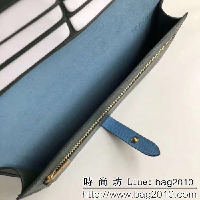 CELINE賽琳原單 專櫃 手掌紋牛皮搭扣拼色錢夾 4148 SL1448